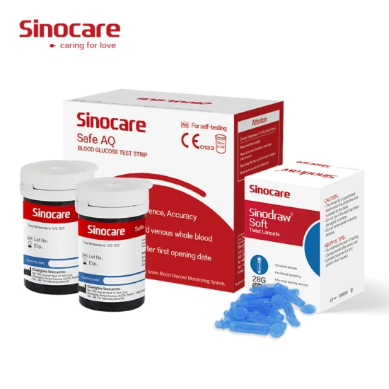 Kit glucometro per diabete Sinocare 50 pezzi Dispositivo per il monitoraggio delle strisce di zucchero nel sangue Monitor del misuratore di glucosio nel sangue